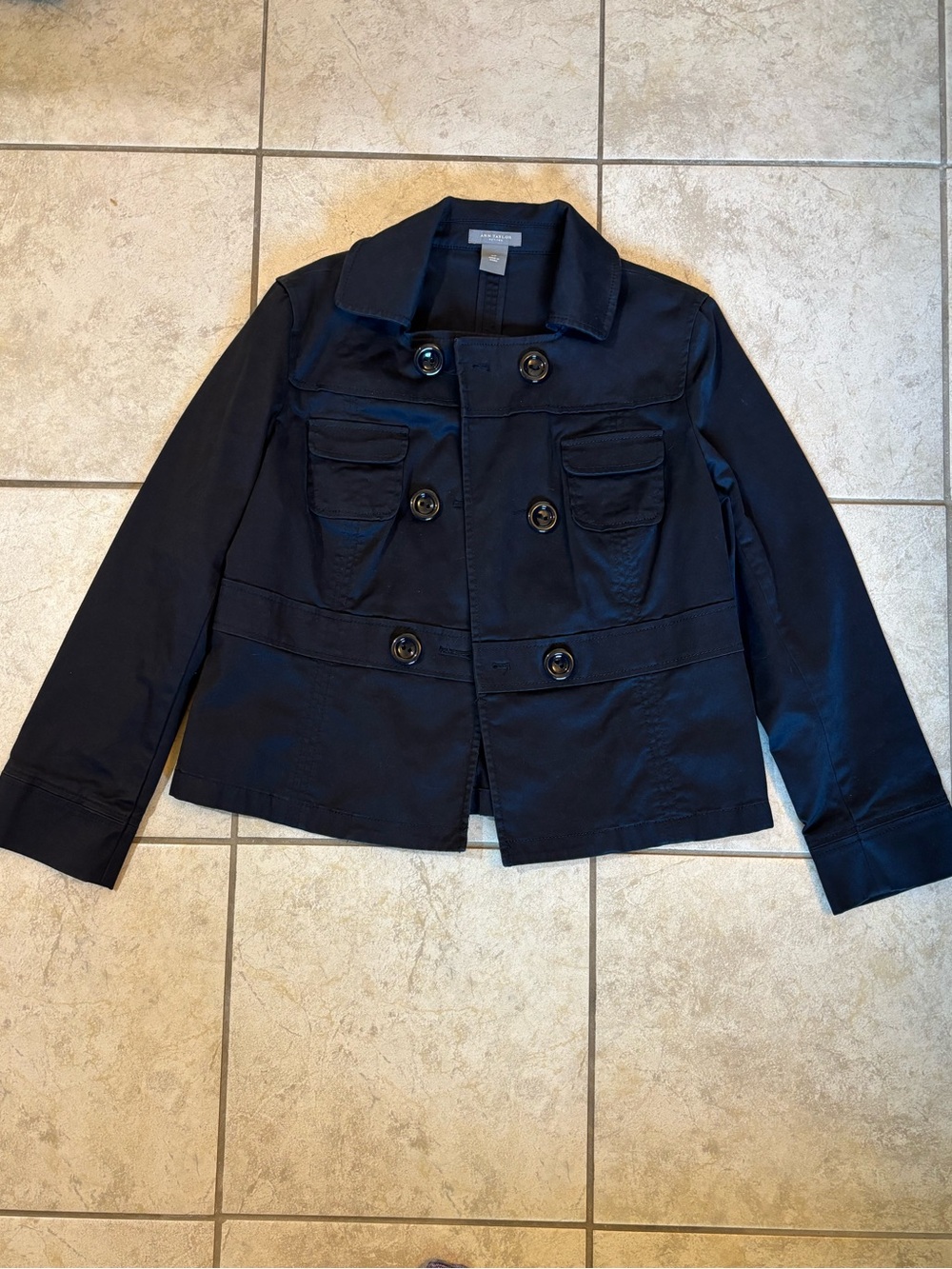 Ann Taylor Navy Double-Breasted Pea Coat Jacket
